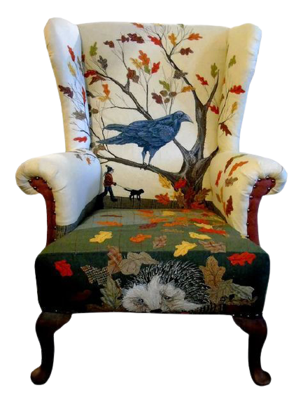 Кресло "Осень глазами ежа и ворона"