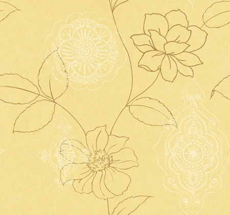 Жёлтые растительные узоры